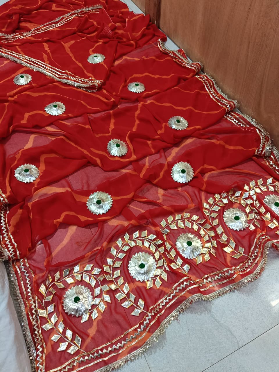 Royal georgette lehriya saree by PCD