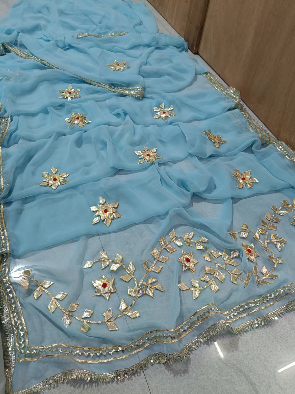 Royal georgette saree gota work by PCD
