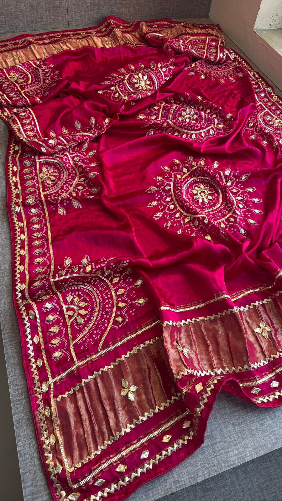 New Gaji Silk Designer Dupatta with Gotapatti Work by pcd