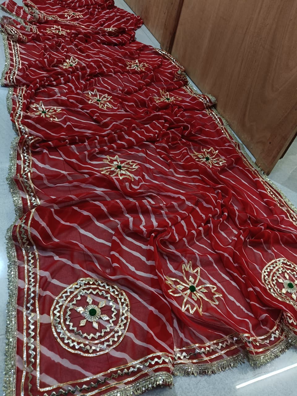 Premium Leheriya Style Royal georgette lehriya SAREE fabric Royal Wedding Look BY PCD