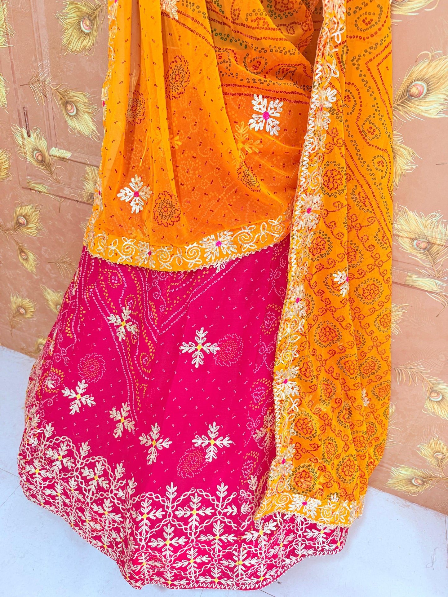 Royal Festive Wear Georgette Bandhani Lehenga by pcd rani pila
