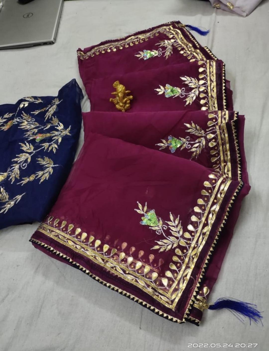 Pure organza with beautiful hand gota patti saree by pcd