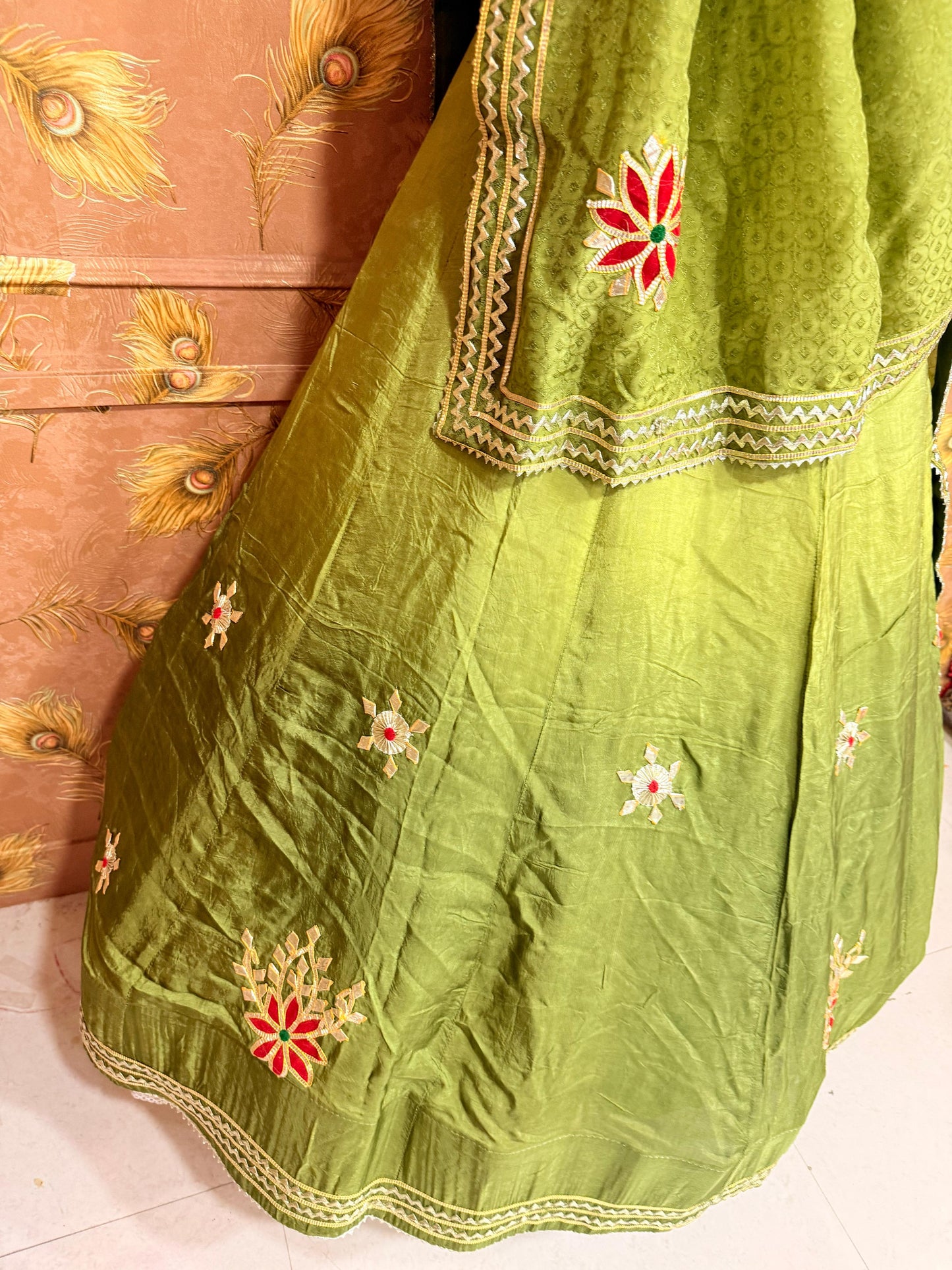 NEW UPADA SILK GOTA PATTI LEHENGA BY PCD