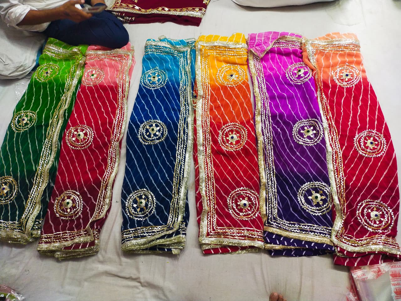 New Georgette Leheriya With Gota patti Work Saree by pcd