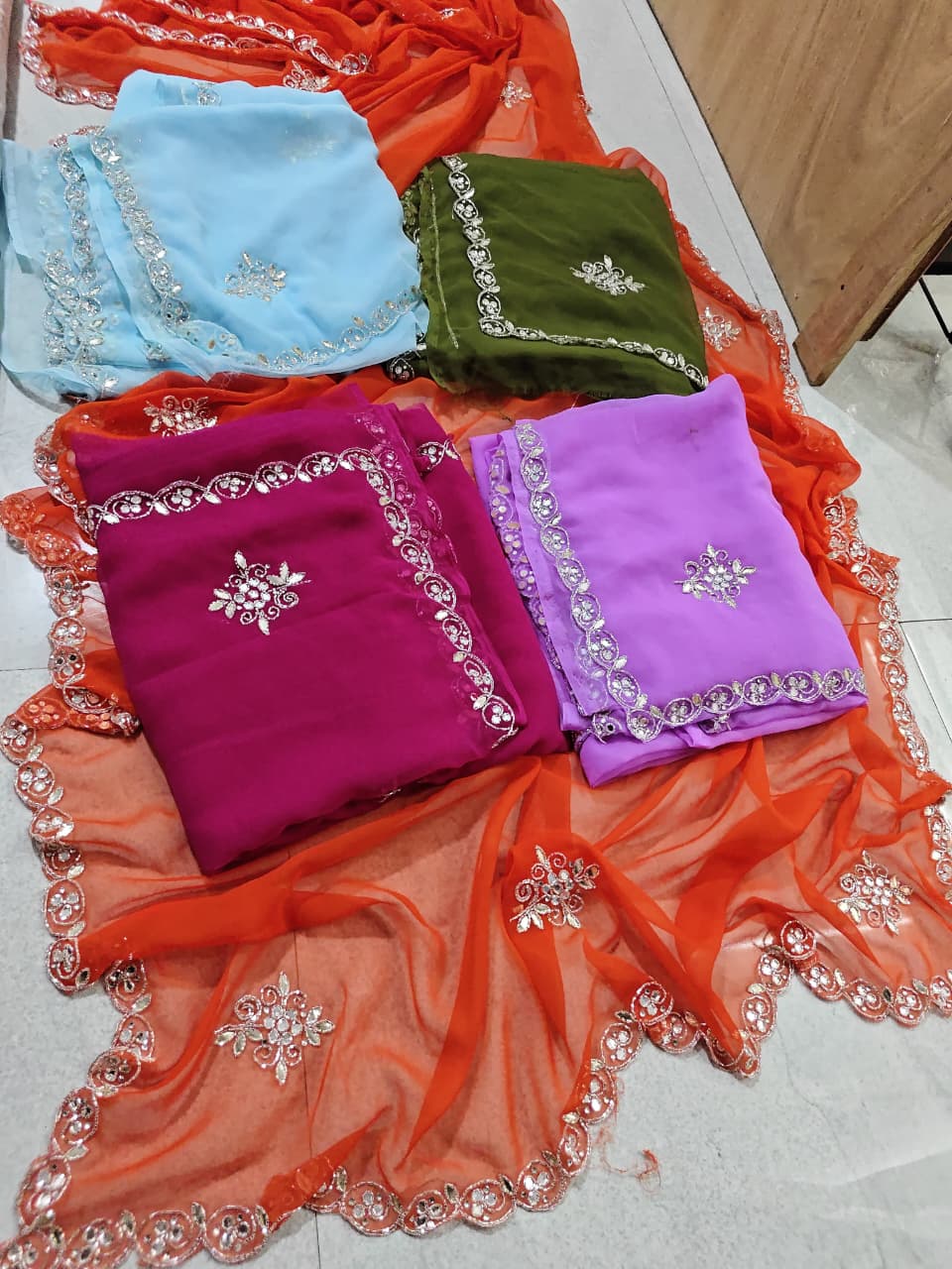 PCD New Premium Pure Georgette Festive Saree with Traditional Gota Patti Work