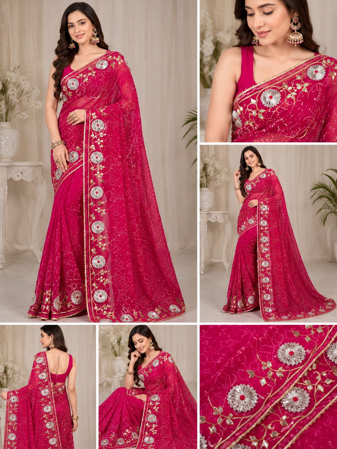 ROYAL GEORGETTE GOTA PATTI WORK SAREE BY PCD