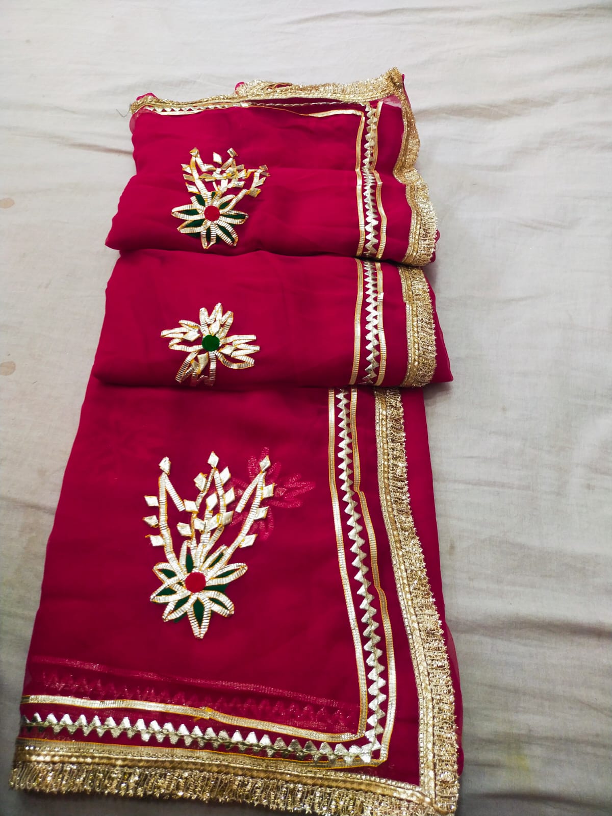 PCD New Premium Pure Georgette Festive Saree with Traditional Gota Patti Work L buta