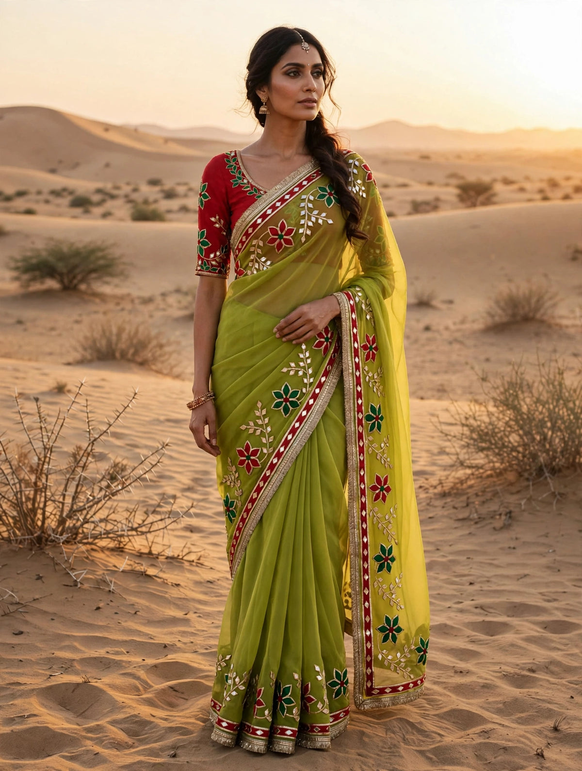 Pcd New Classic Georgette Saree Featuring Handcrafted Kacha Gota Patti Jal Work 1