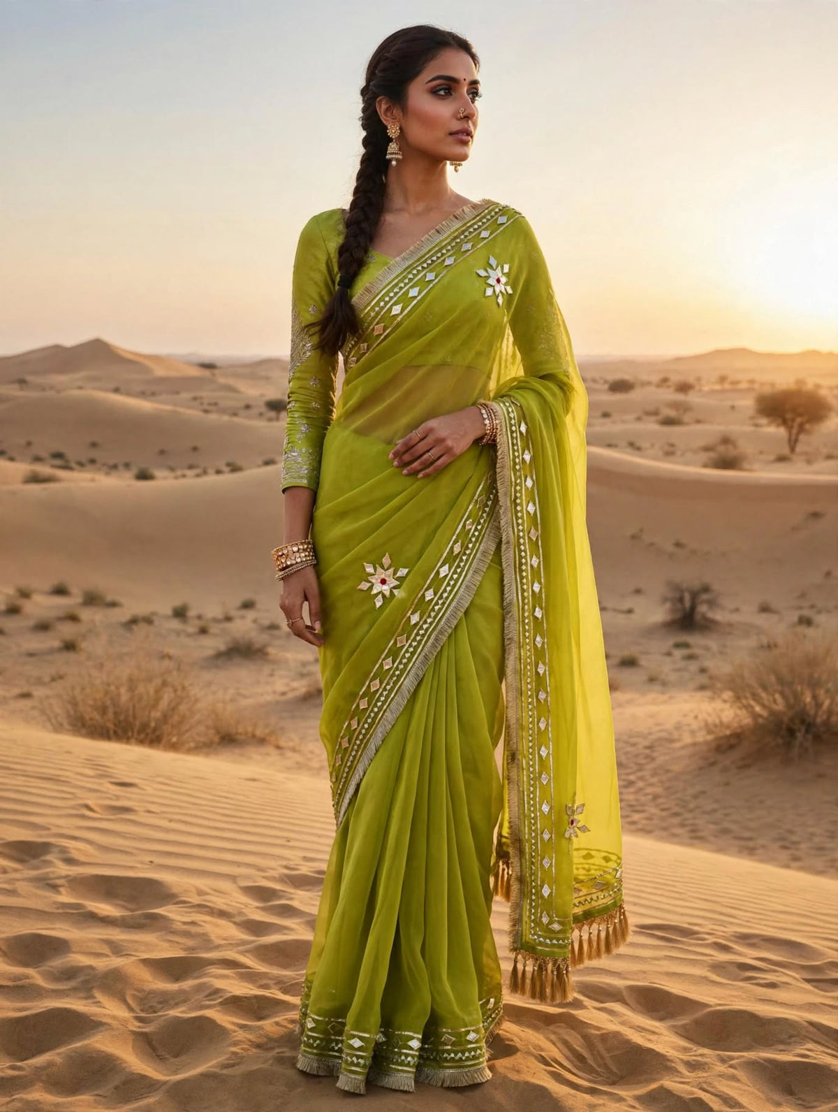 New Premium Pure Georgette Festive Saree with Traditional Gota Patti Work BY PCD