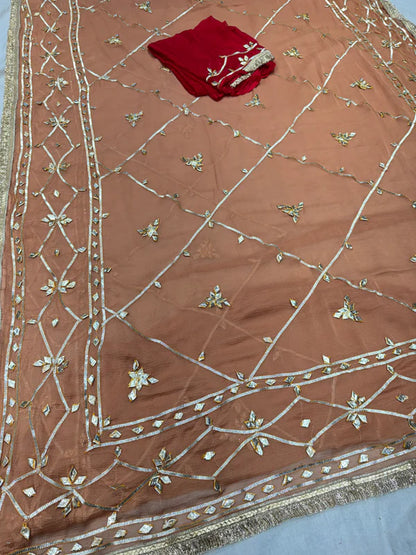 Gota Jal semi chiffon Saree