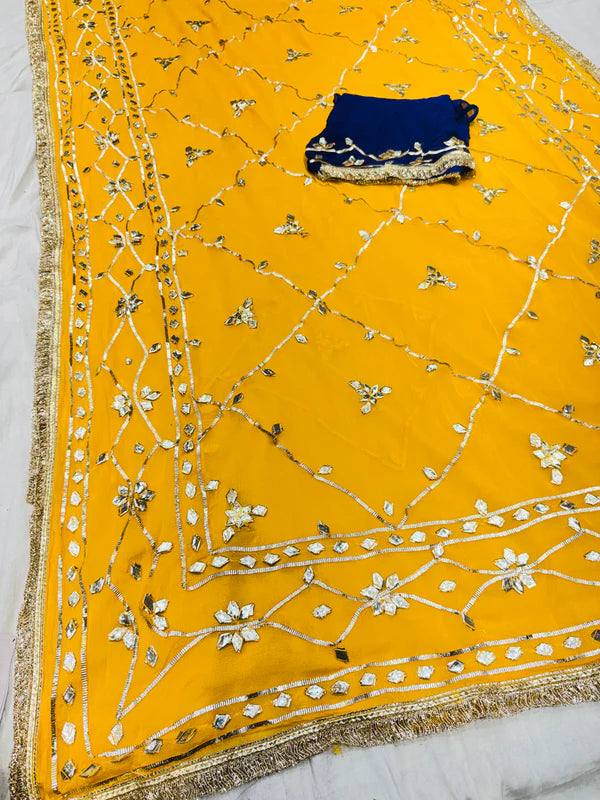 Gota Jal semi chiffon Saree
