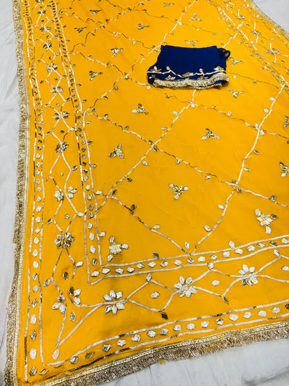 Gota Jal semi chiffon Saree
