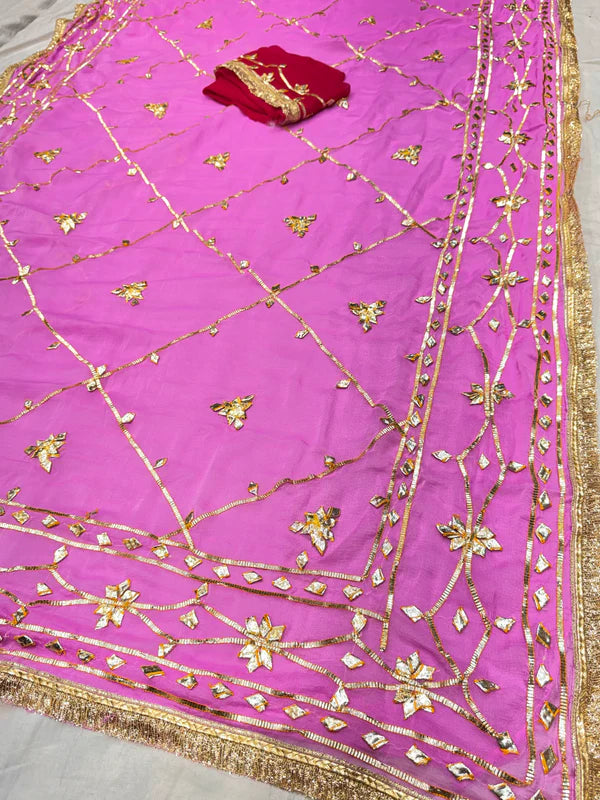 Gota Jal semi chiffon Saree