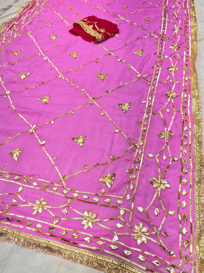 Gota Jal semi chiffon Saree