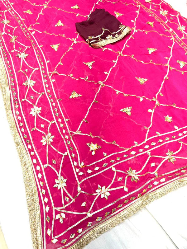 Gota Jal semi chiffon Saree