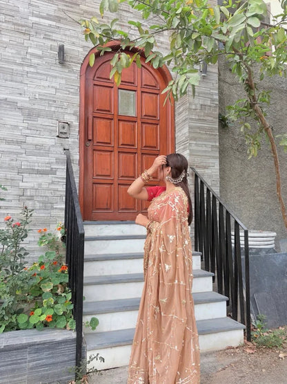 Gota Jal semi chiffon Saree