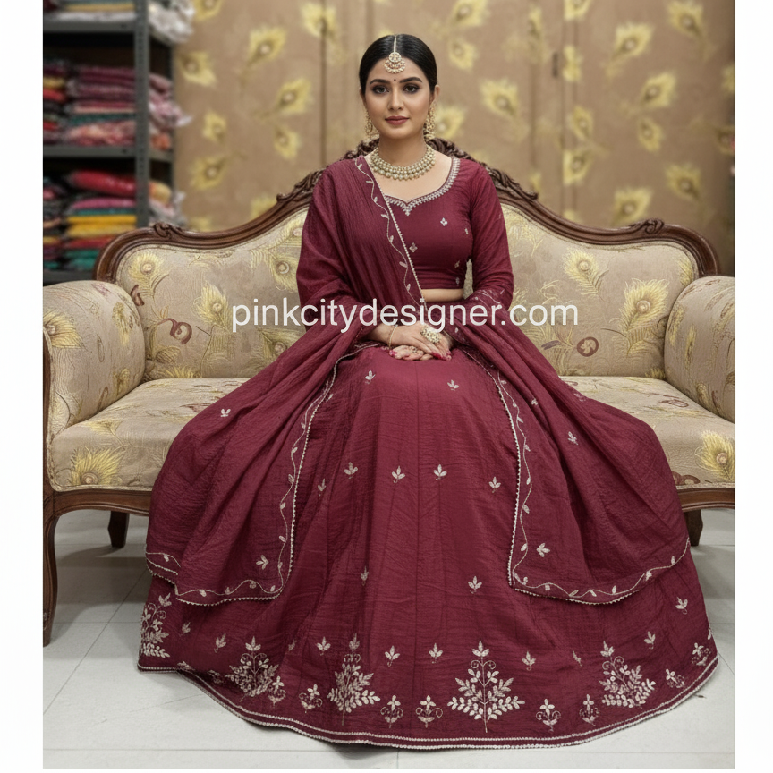 Pinkcitydesginer Gold crush lehenga Maroon
