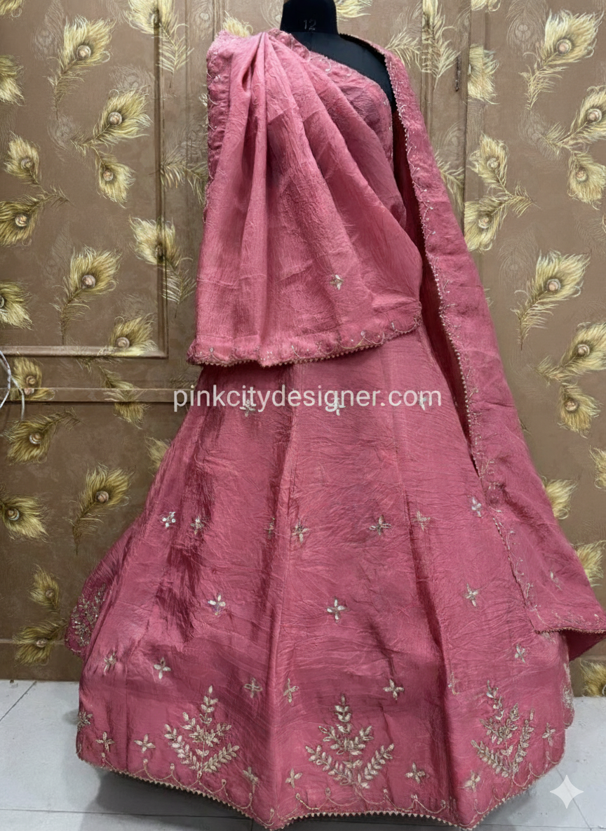 Pinkcitydesginer Gold crush lehenga Pink