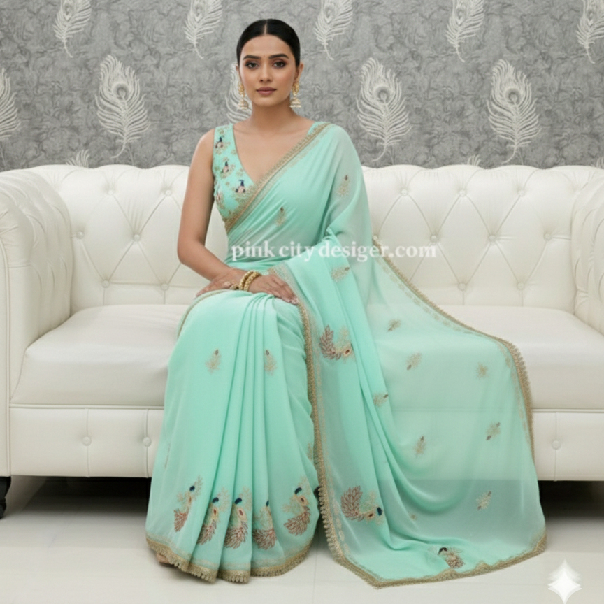 Beautiful Mor butta saree