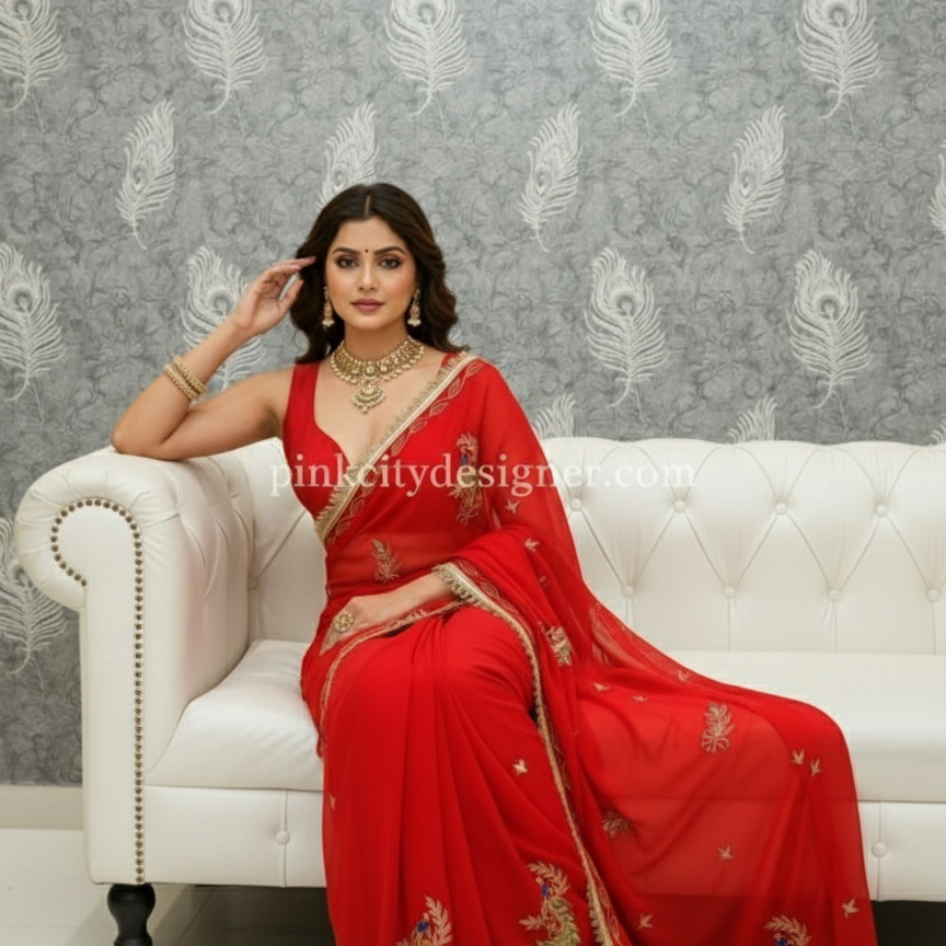 Beautiful Mor butta saree