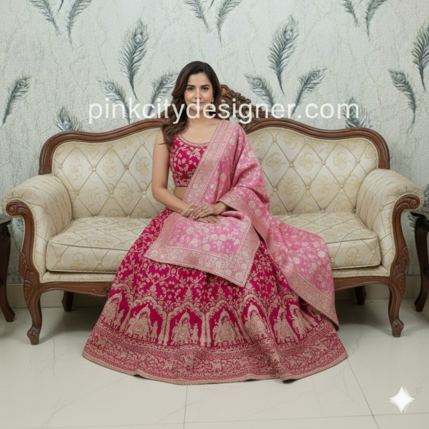 Designer Pure Nylon Silk Lehenga Set with Hand Gota Patti Work