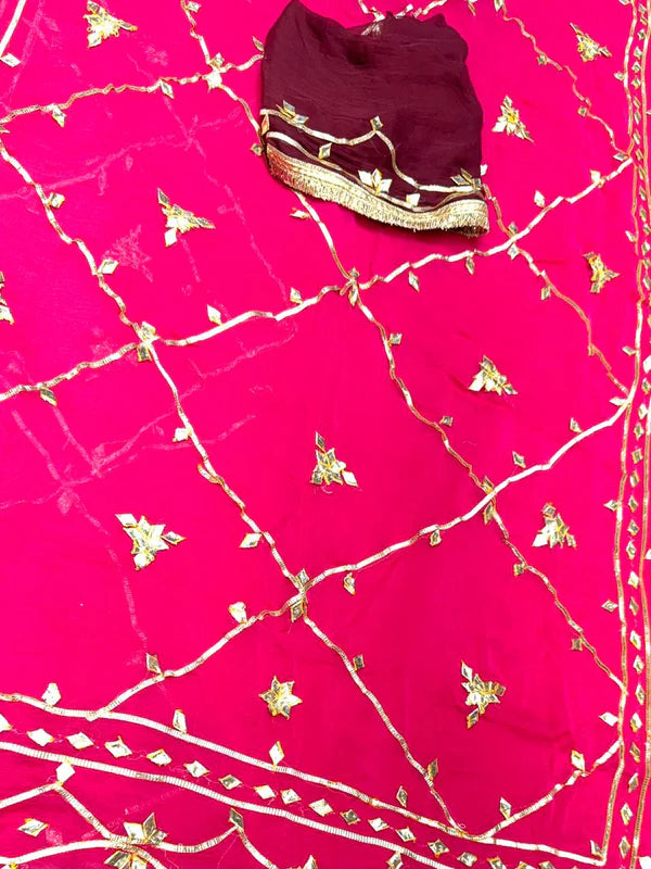 Gota Jal semi chiffon Saree