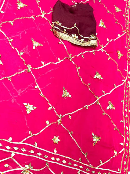 Gota Jal semi chiffon Saree