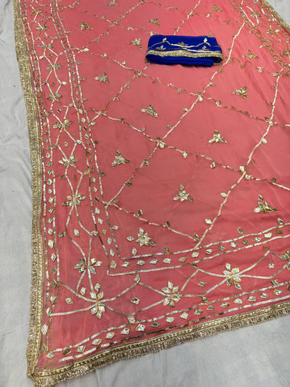 Gota Jal semi chiffon Saree