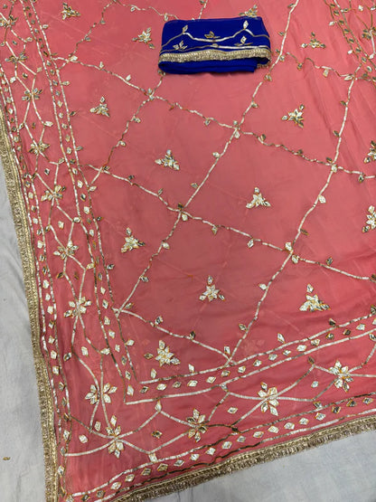 Gota Jal semi chiffon Saree