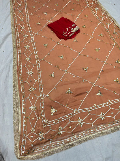 Gota Jal semi chiffon Saree