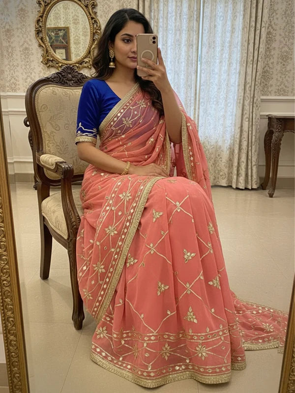 Gota Jal semi chiffon Saree