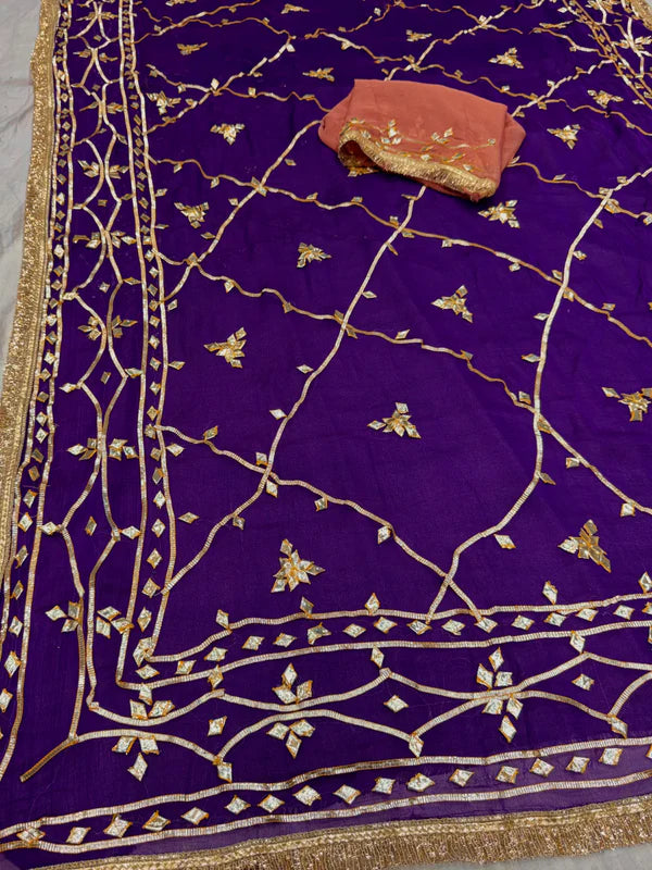 Gota Jal semi chiffon Saree