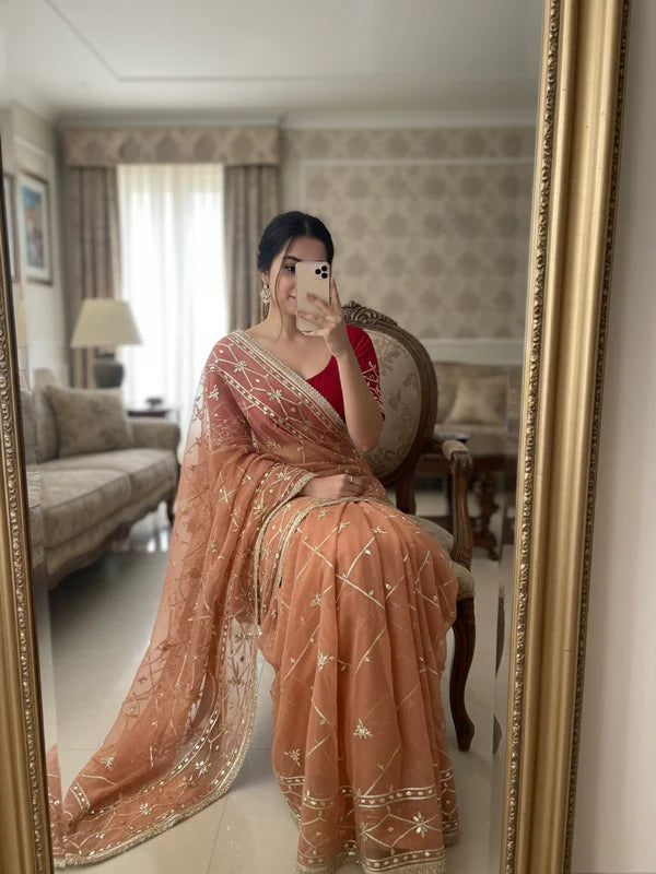Gota Jal semi chiffon Saree