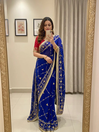 Gota Jal semi chiffon Saree