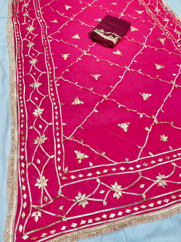 Gota Jal semi chiffon Saree