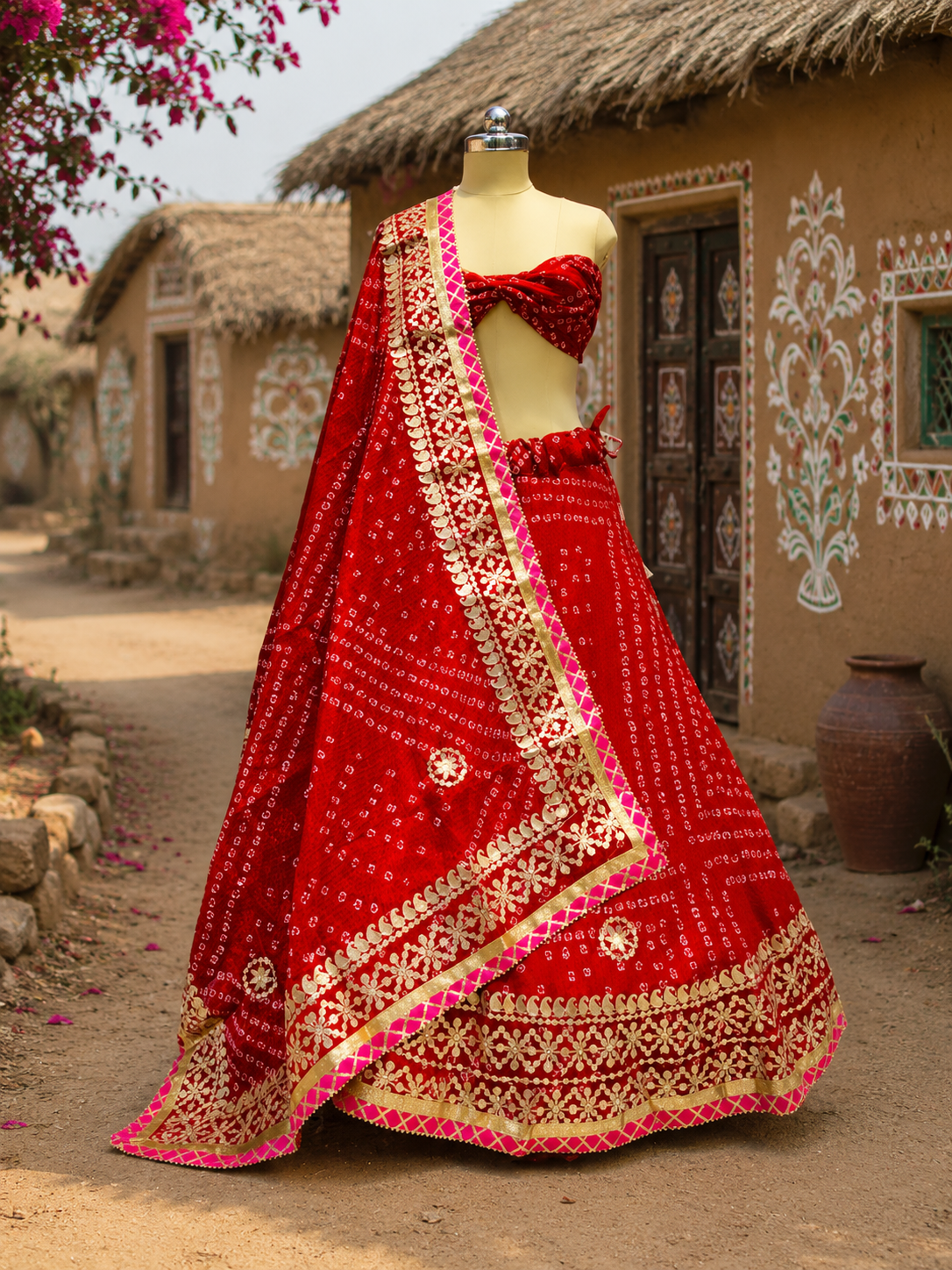 New Kota Doria Chunri Print Gotapatti Work Lehenga Set