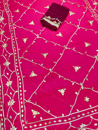 Gota Jal semi chiffon Saree