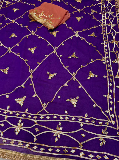 Gota Jal semi chiffon Saree
