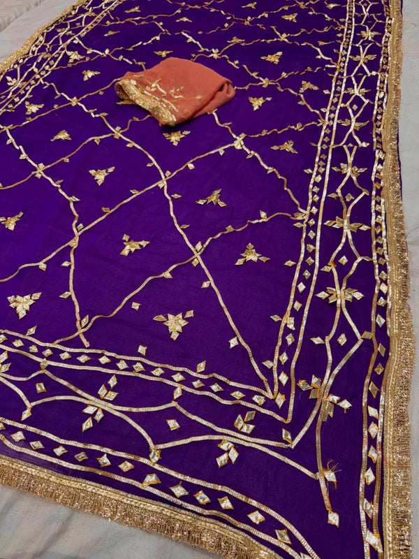 Gota Jal semi chiffon Saree
