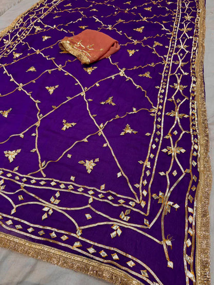 Gota Jal semi chiffon Saree