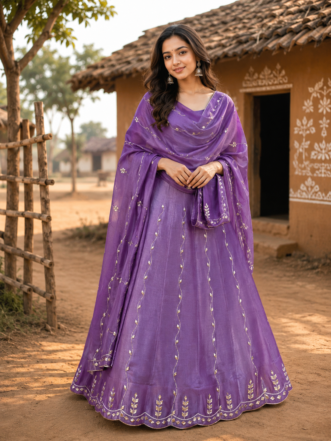 New Chinon Double Shade Gota patti work Lehenga by pcd