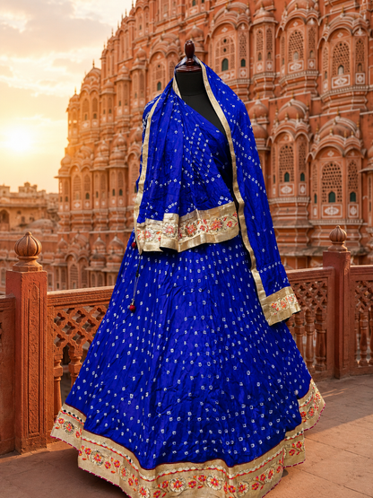 PCD Orignal Hand Bandhej Tapeta Silk Lehenga