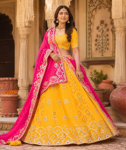 Royal Festive Wear Georgette Bandhani Lehenga by pcd