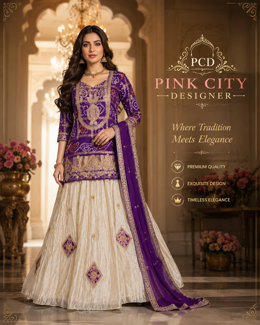 Royal Look Gaji Silk Indo Western for Festive Wear with Gota Patti Work