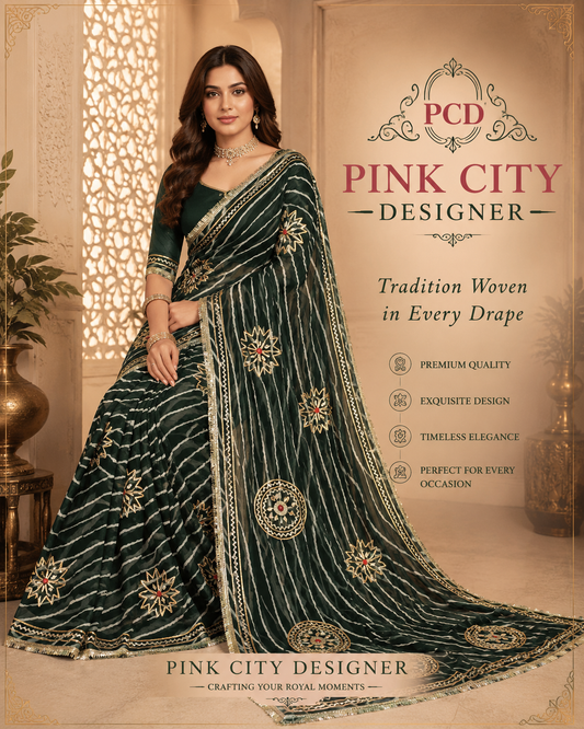 Premium Leheriya Style Royal georgette lehriya SAREE fabric Royal Wedding Look BY PCD