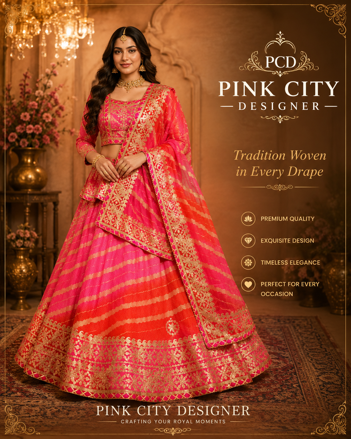 New Pure Kota Doria Bandhej Gottapatti Lehenga by pcd