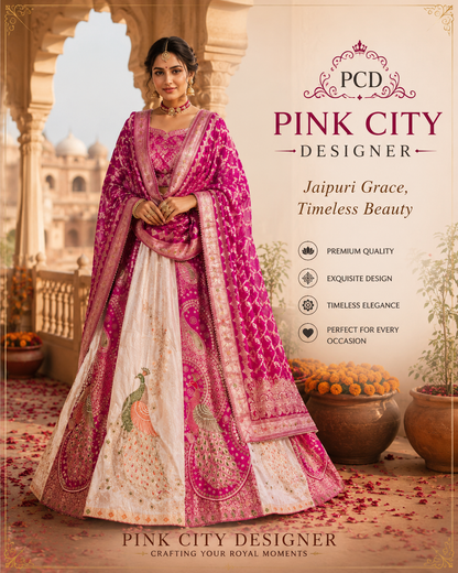 Premium Banarasi Style Dola Silk Lehenga with Beautiful Zari Work by pcd