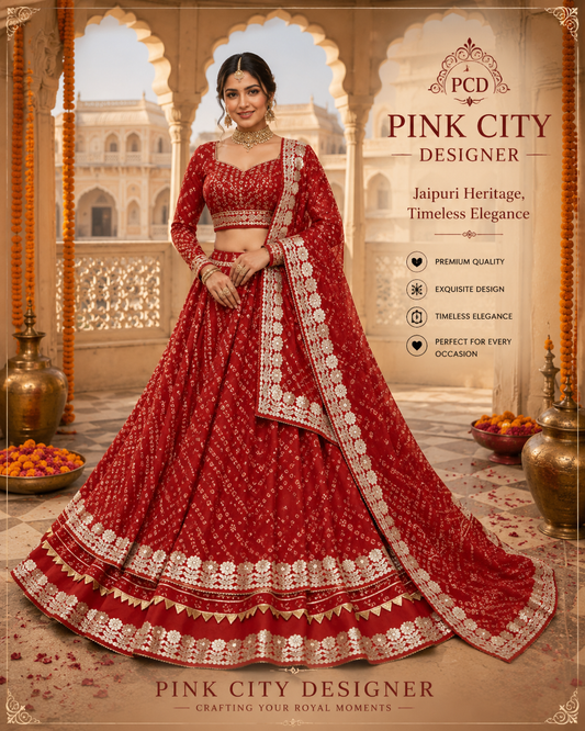 Jaipuri Special Kota Doria Gota patti Lehenga by pcd