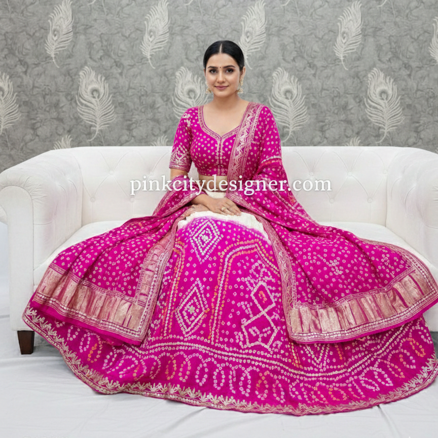 Rajwadi Bandhej Print Lehenga