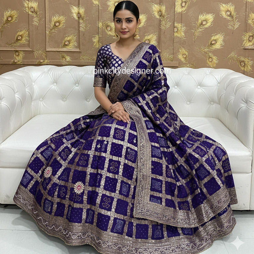 pinkcitydesigner ghatchola lehenga Royal Blue